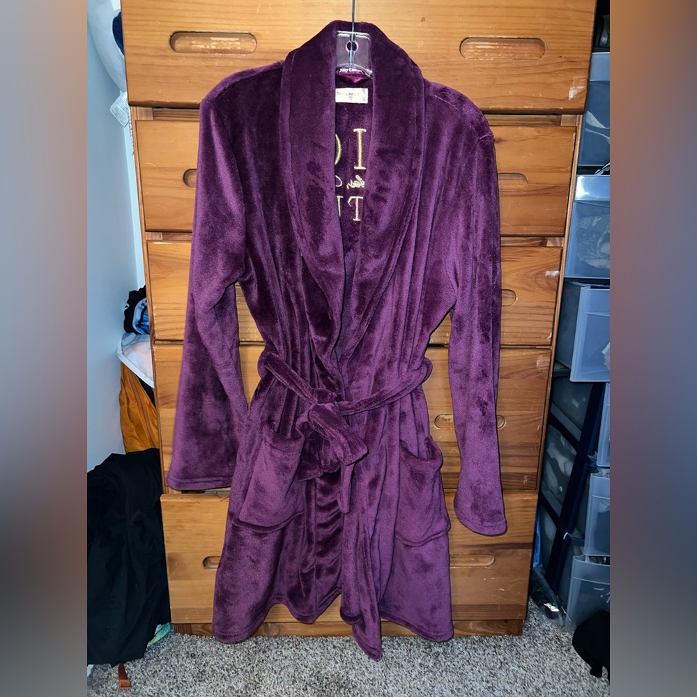 Juicy Couture Plush Luxury Purple Robe L/XL - Picture 3 of 5